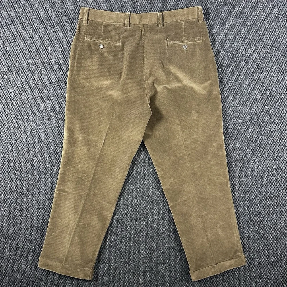 Y2K Dockers Corduroy Pants Mens 36x29 Brown Relaxed Fit Pleated Wide Wale Cuffed